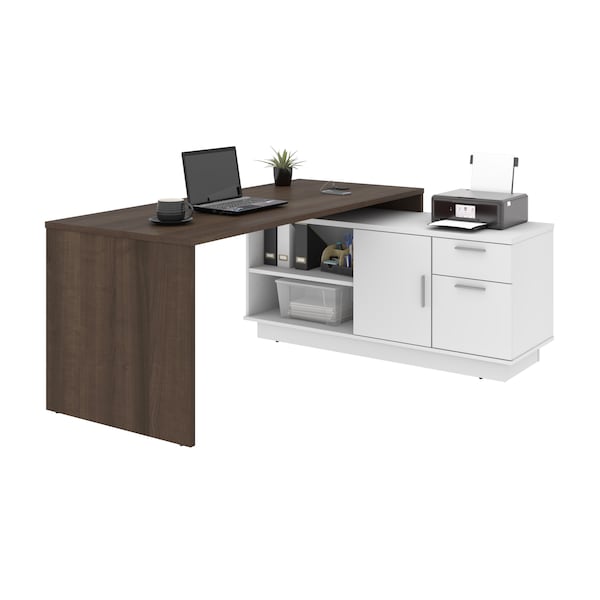 Bestar Equinox L-Shaped Desk, Antigua/White 115420-000052